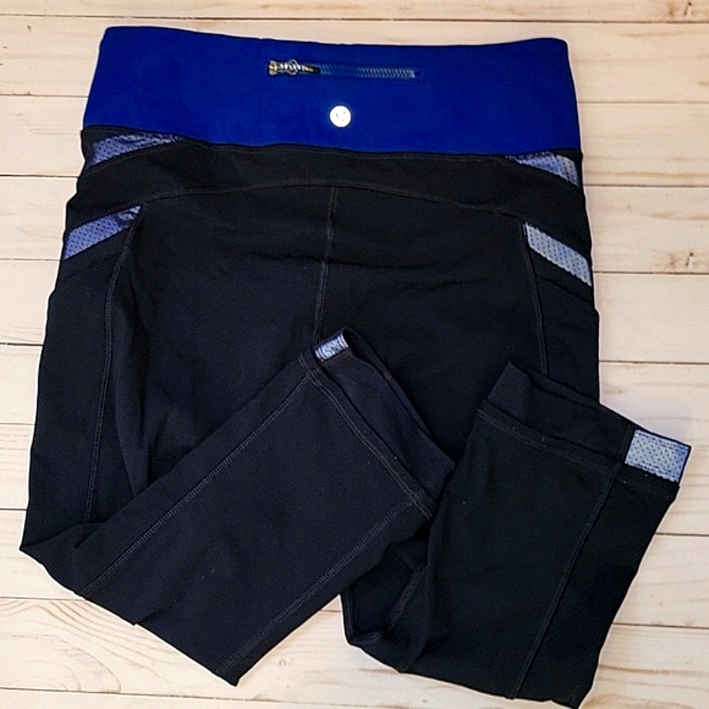 Lululemon Cropped Leggings (two tone) blue and navy